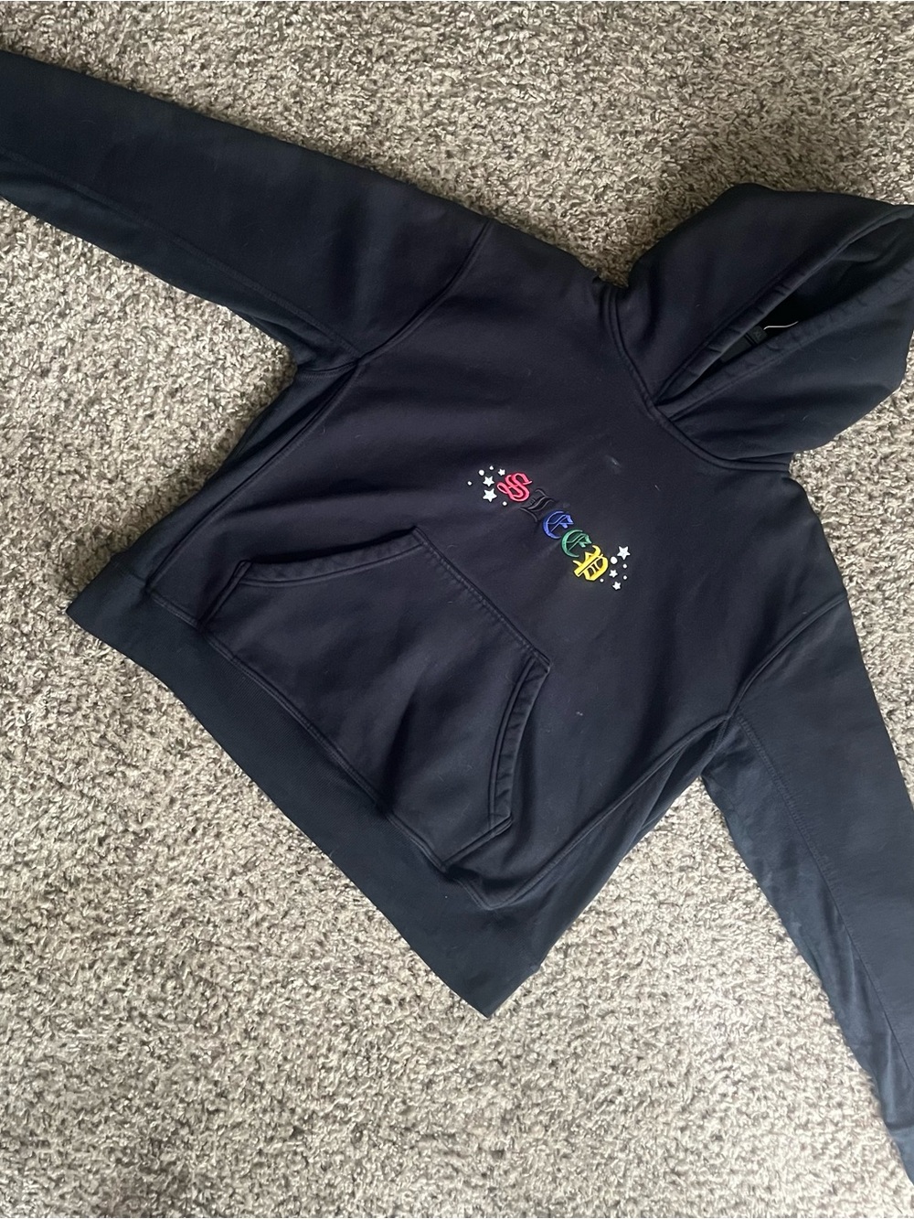 GGS Black Hoodie with Rainbow Crest
